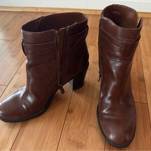 Franco Sarto Brown Leather Ankle Boots